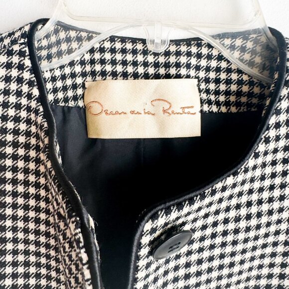 Vintage Oscar De La Renta Fine Houndstooth Cropped Wool Blazer XS - Picture 2 of 4